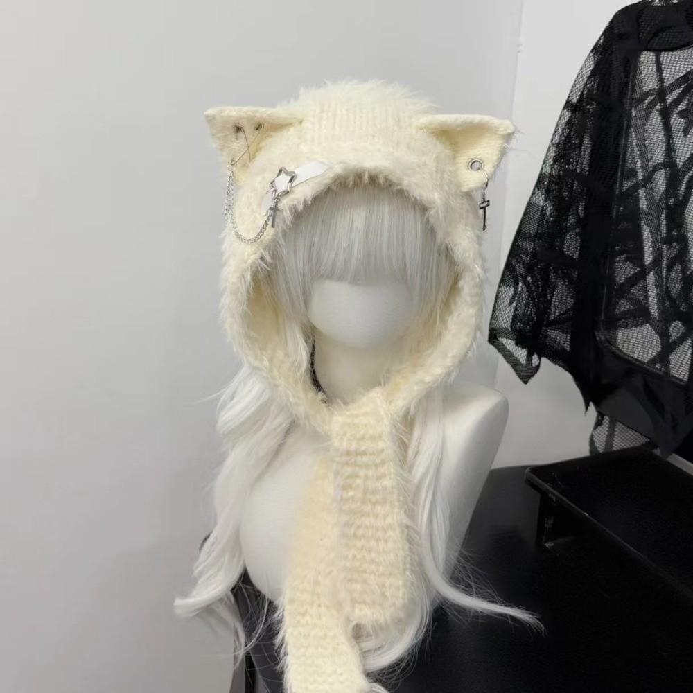 New Harajuku Japanese Cat Ear Hat with Scarf Buckle Five-pointed Star Woolen Hats Cross Chain Leather Warm Ear Flap Hat жовтий
New Harajuku Japanese Cat Ear Hat with Scarf Buckle Five-pointed Star Woolen Hats Cross Chain Leather Warm Ear Flap Hat жовтий