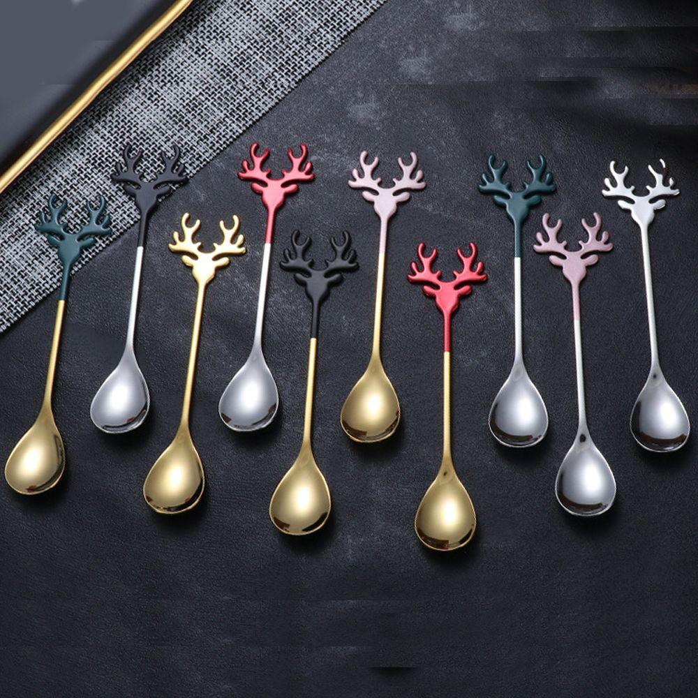 Desserts Stainless Steel Stirring Spoon Coffee Scoops Tea Scoop Christmas Spoons Xmas Antlers green silver
Desserts Stainless Steel Stirring Spoon Coffee Scoops Tea Scoop Christmas Spoons Xmas Antlers green silver