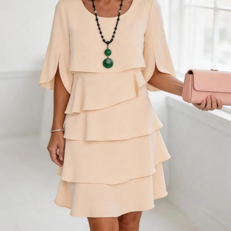 Layered Chiffon Straight Dress Round Neck with Split Sleeves Multi Layer Ruffle Dress Casual and Flowing Short Dress Suitable for Office Everyday Wear XXXL абрикосовий
Layered Chiffon Straight Dress Round Neck with Split Sleeves Multi Layer Ruffle Dress Casual and Flowing Short Dress Suitable for Office Everyday Wear XXXL абрикосовий