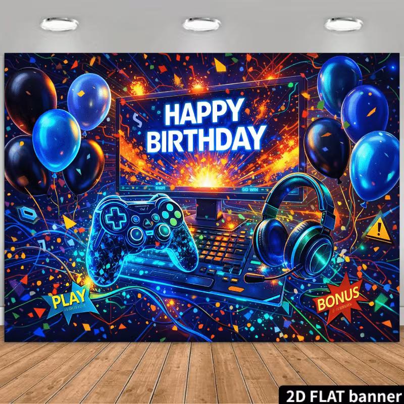 2D Kids Gaming Birthday Background Cloth, Blue Neon Game Party Decor 47.2x31.5inch/120*80cm
2D Kids Gaming Birthday Background Cloth, Blue Neon Game Party Decor 47.2x31.5inch/120*80cm