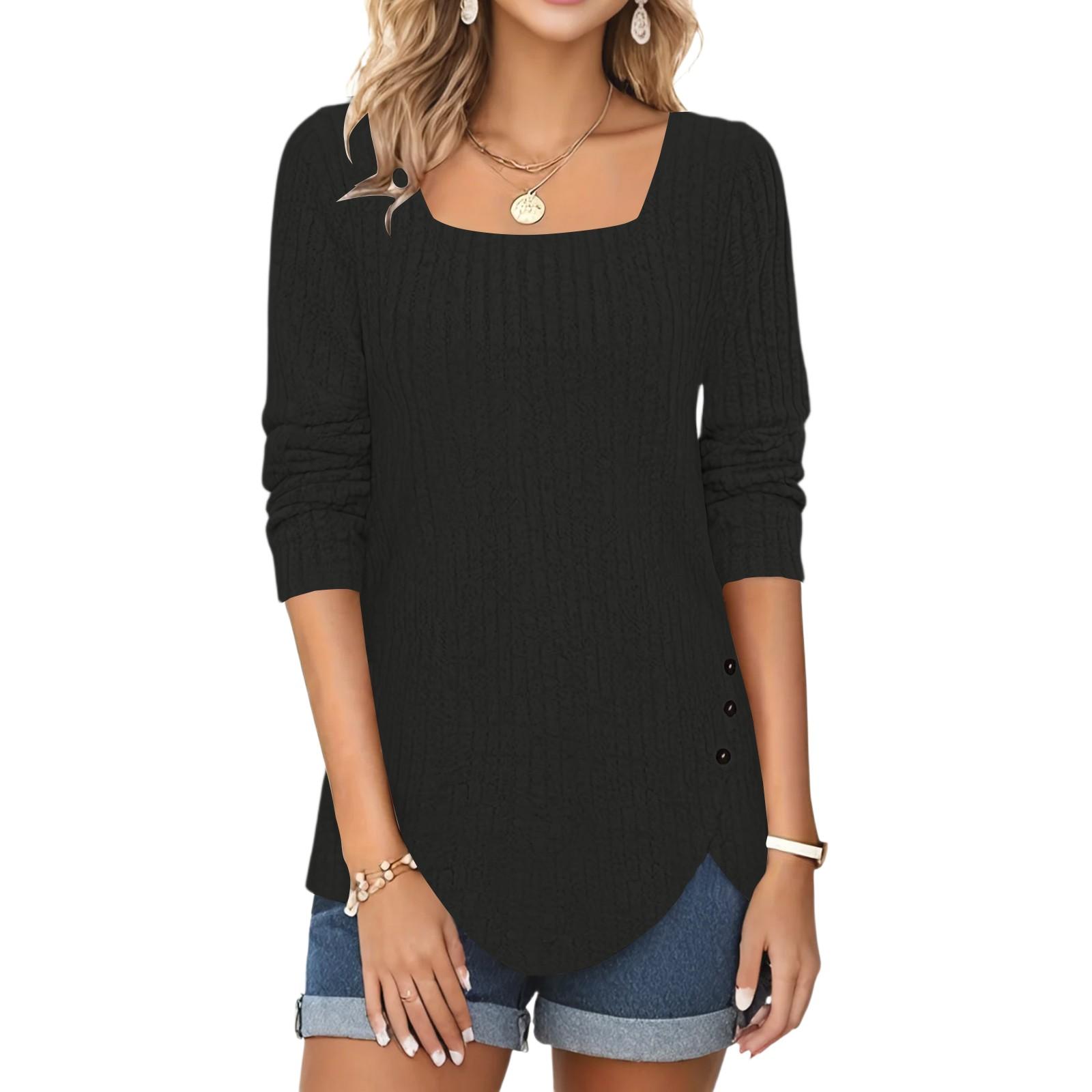 Женская мода квадратный вырез однотонный флис длинный рукав декоративный пуговицы подола разрез топ M чёрный
Женская мода квадратный вырез однотонный флис длинный рукав декоративный пуговицы подола разрез топ M чёрный