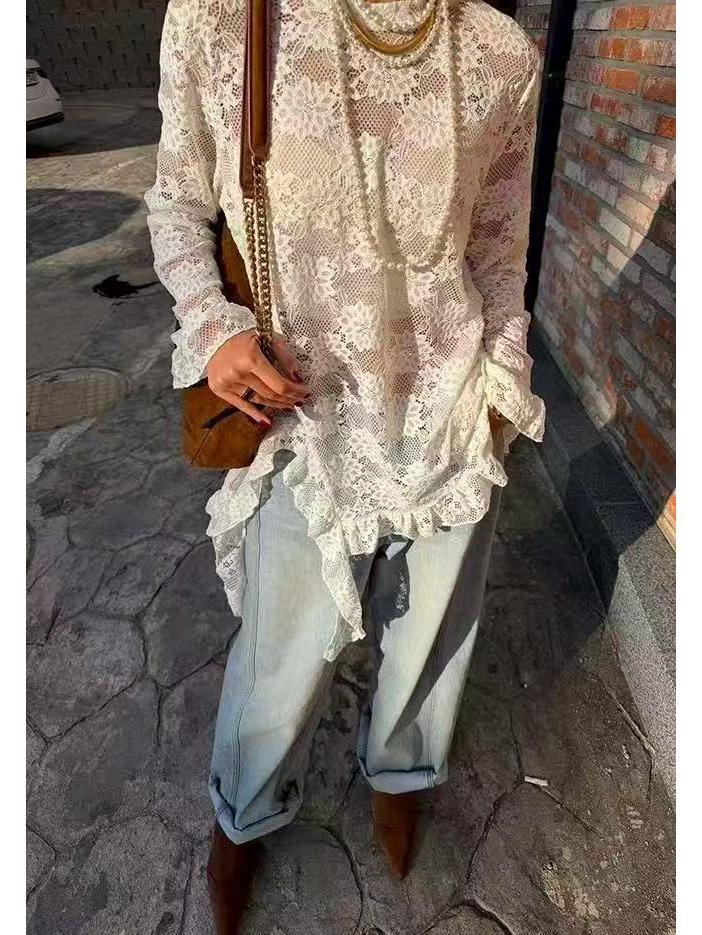 2026 Winter Exquisite Jacquard Lace Long Sleeve Irregular Hem Women s Shirt One Size белый
2026 Winter Exquisite Jacquard Lace Long Sleeve Irregular Hem Women s Shirt One Size белый