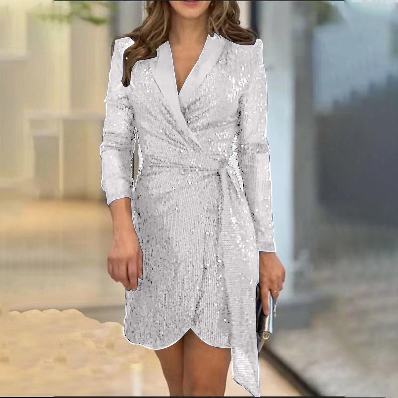 2026 Women s Fashion Sequin Tie-Waist Dress with Shawl Collar 3XL
2026 Women s Fashion Sequin Tie-Waist Dress with Shawl Collar 3XL