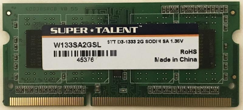 SuperTalent Equipped with Samsung Chip Power Saving 2GB Laptop Memory W133SA2GSL Bulk Product DDR3L-1333 PC3L-10600 SO-DIMM 1.35V
SuperTalent Equipped with Samsung Chip Power Saving 2GB Laptop Memory W133SA2GSL Bulk Product DDR3L-1333 PC3L-10600 SO-DIMM 1.35V