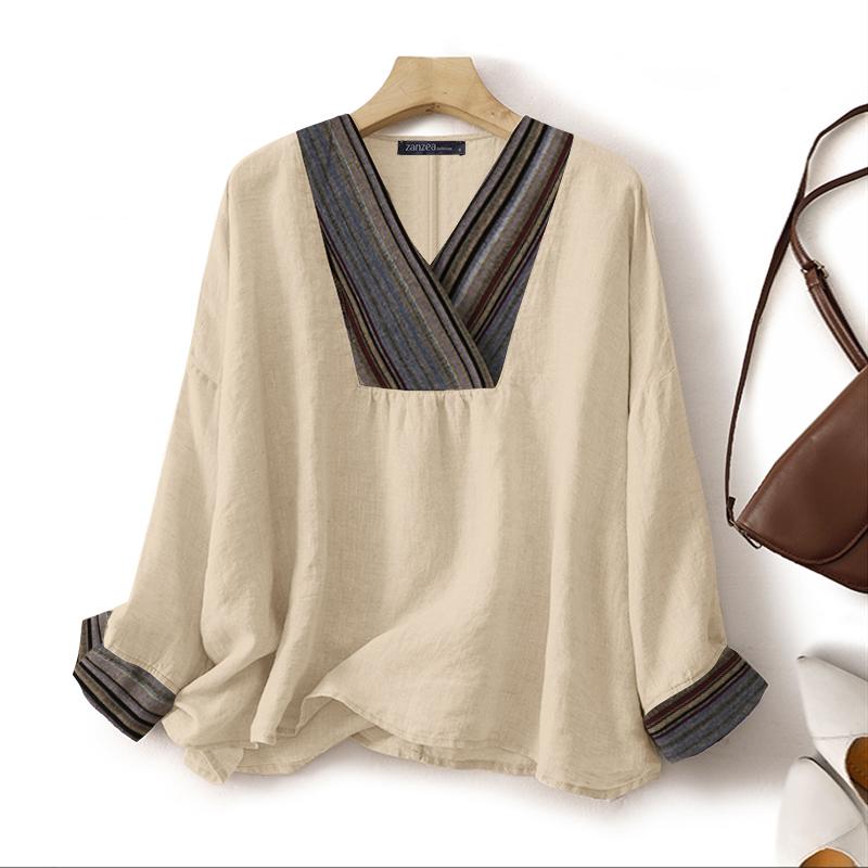 ZANZEA Женская повседневная блузка с V-образным вырезом и длинным рукавом в стиле пэчворк M хаки
ZANZEA Женская повседневная блузка с V-образным вырезом и длинным рукавом в стиле пэчворк M хаки