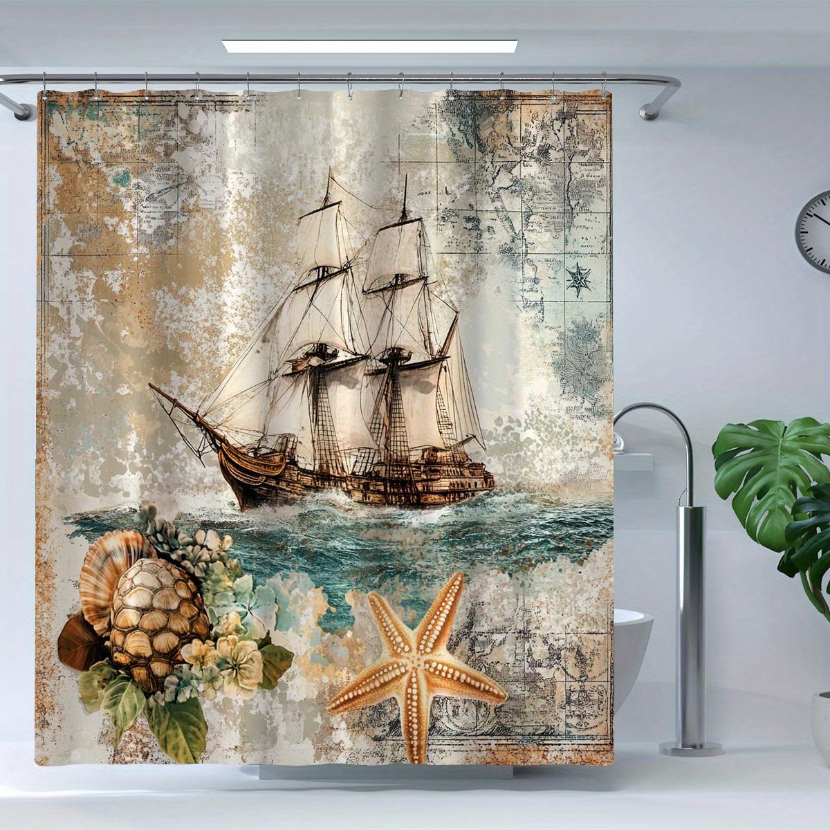 1 X Vintage Nautical Sailboat Era Digital Print Shower Curtain, Polyester With Hook, Machine Washable, Woven Texture W60H190(CM)-1 Pcs
1 X Vintage Nautical Sailboat Era Digital Print Shower Curtain, Polyester With Hook, Machine Washable, Woven Texture W60H190(CM)-1 Pcs
