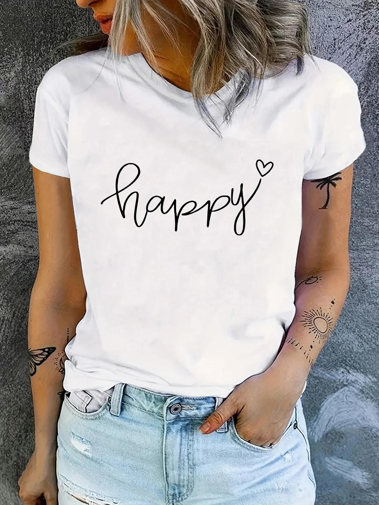 Womens Elegant Casual Happy Short Sleeve Crew Neck Summer Top with Black Cursive Lettering Heart Design Aesthetic Clothes S
Womens Elegant Casual Happy Short Sleeve Crew Neck Summer Top with Black Cursive Lettering Heart Design Aesthetic Clothes S