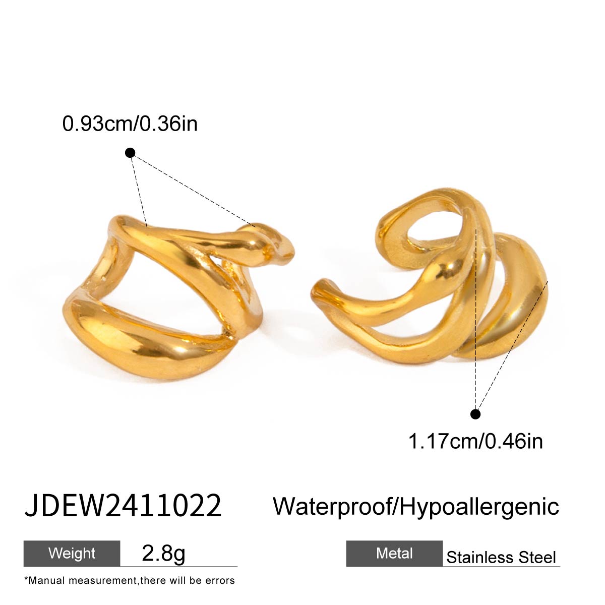 Youthway Modern Design Specialist Gold Plated Stainless Steel Irregular Line Hollow Ear Clips For Unisex Waterproof Jewelry Gift
Youthway Modern Design Specialist Gold Plated Stainless Steel Irregular Line Hollow Ear Clips For Unisex Waterproof Jewelry Gift
