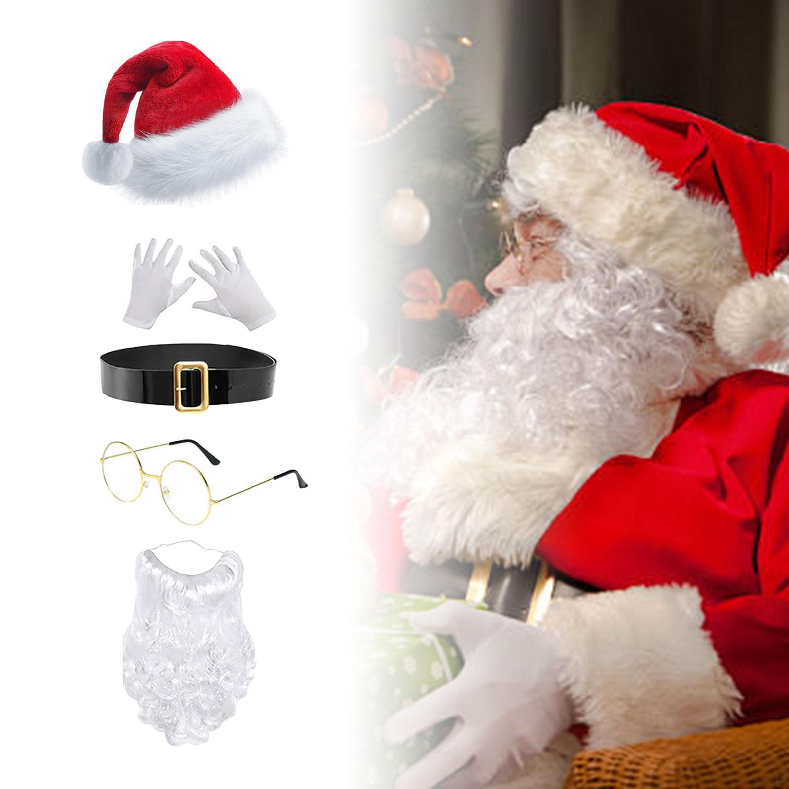 Рождественский костюм с бородой и шляпой для праздничных мероприятий 5pcs Set