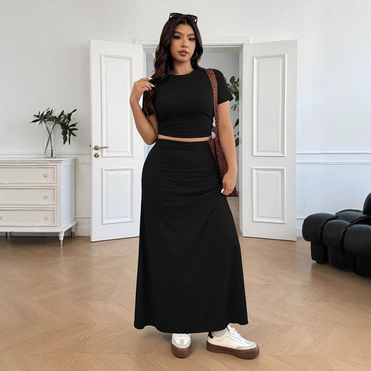 Women s Spring and Summer Plus Size Two-piece Set, Soft and Comfortable Solid Color Short Sleeved Top and Hip Hugging Fish Tail Skirt 4XL чорний
Women s Spring and Summer Plus Size Two-piece Set, Soft and Comfortable Solid Color Short Sleeved Top and Hip Hugging Fish Tail Skirt 4XL чорний
