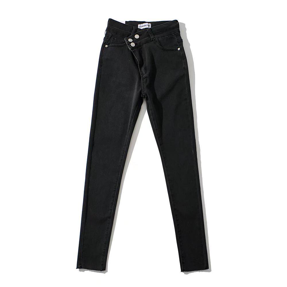 American Spicy Girl High-Waisted Skinny Pencil Jeans with Irregular Slanted Button Design Large темно-сірий
American Spicy Girl High-Waisted Skinny Pencil Jeans with Irregular Slanted Button Design Large темно-сірий