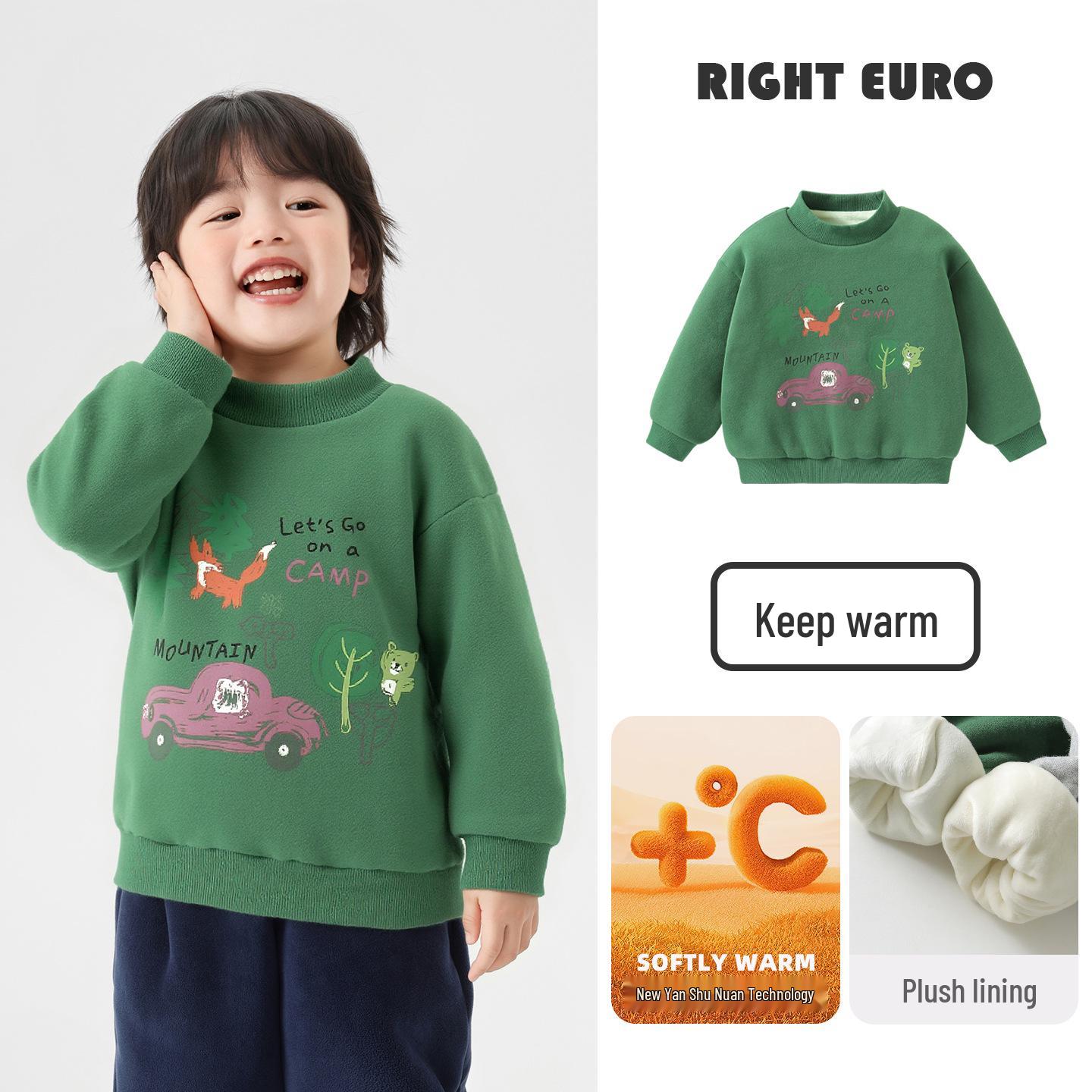 European Boys Fleece-Lined Hoodie 2025: New Winter Toddler Top 90 cm темно-зелений колір
European Boys Fleece-Lined Hoodie 2025: New Winter Toddler Top 90 cm темно-зелений колір