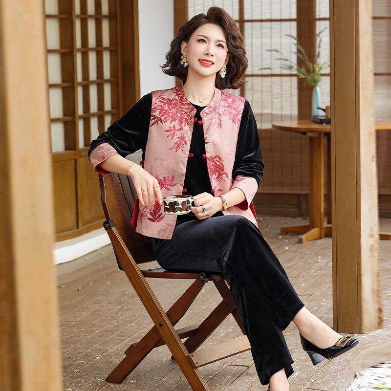 Spring Three-Piece Vest and Jacket Set for Middle-Aged and Elderly Women - Stylish Chinese Design 2XL
Spring Three-Piece Vest and Jacket Set for Middle-Aged and Elderly Women - Stylish Chinese Design 2XL