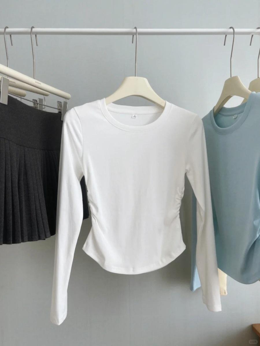 Spring new card waist pleated T-shirt women s inner top pure desire style bm front shoulder thin long-sleeved bottoming shirt XL білий
Spring new card waist pleated T-shirt women s inner top pure desire style bm front shoulder thin long-sleeved bottoming shirt XL білий