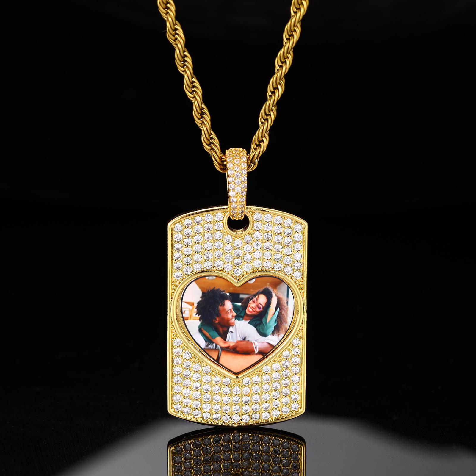 European & American Hip Hop Dog Tag Necklace with Zircon Inlay - Customizable Fashion Pendant
European & American Hip Hop Dog Tag Necklace with Zircon Inlay - Customizable Fashion Pendant