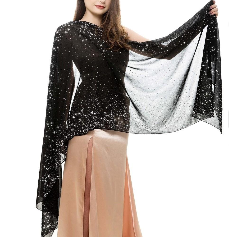 Rhinestone Women Chiffon Shawl Soft Solid Color Sparkling Sheer Wrap Thin Breathable Party Scarf чёрный
Rhinestone Women Chiffon Shawl Soft Solid Color Sparkling Sheer Wrap Thin Breathable Party Scarf чёрный
