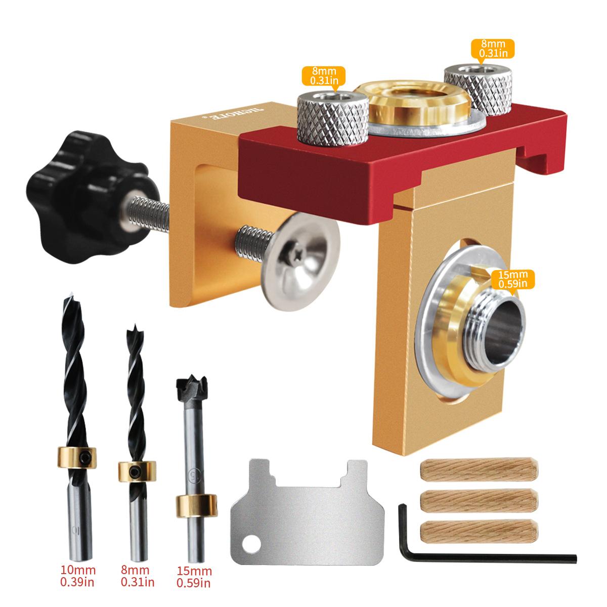 3 in 1 Dowel Jig Drill Kit - Woodworking Adjustable Drilling Guide Wood Dowel Punch Locator - Pocket Hole Jig Kit Joints Tools 1Pcs
3 in 1 Dowel Jig Drill Kit - Woodworking Adjustable Drilling Guide Wood Dowel Punch Locator - Pocket Hole Jig Kit Joints Tools 1Pcs