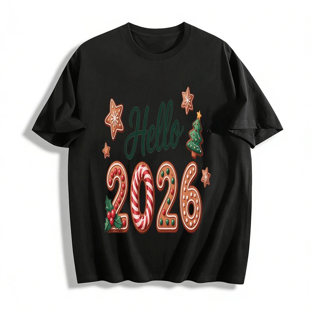 Hello 2026 Christmas Gingerbread Cookie Print Casual Top Pure cotton T-shirt XXS
Hello 2026 Christmas Gingerbread Cookie Print Casual Top Pure cotton T-shirt XXS