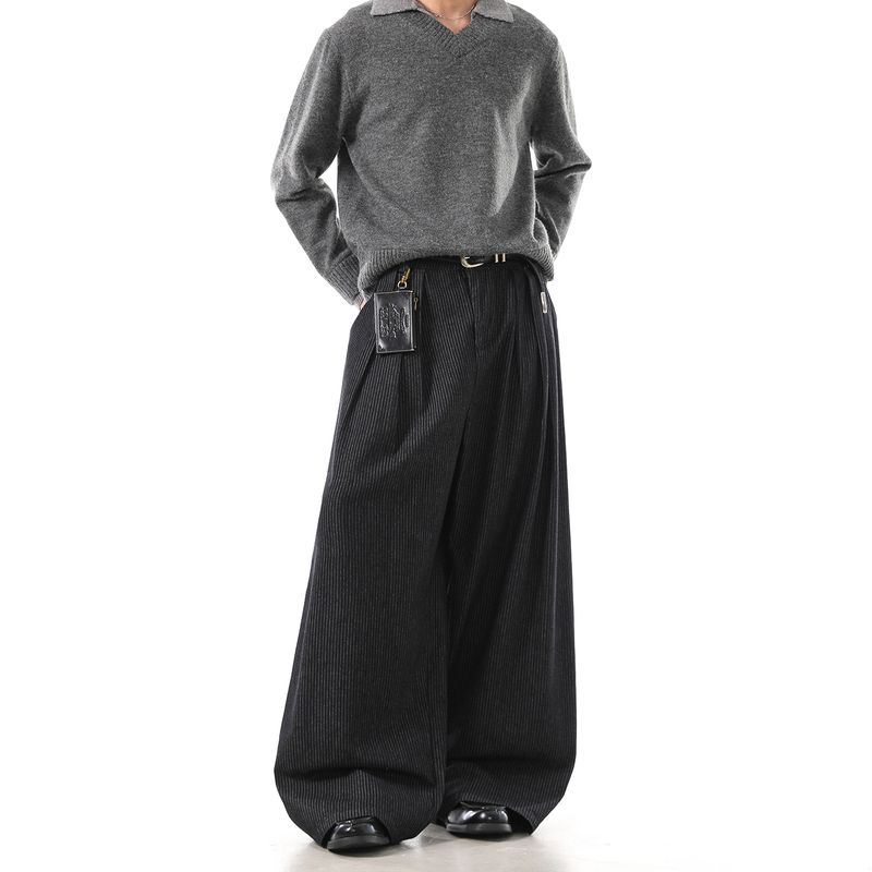 Dream Made Old Money Style New Rich Pleated Striped Casual Pants for Men, Autumn and Winter Loose Straight Wide-Leg Pants Black 2XL
Dream Made Old Money Style New Rich Pleated Striped Casual Pants for Men, Autumn and Winter Loose Straight Wide-Leg Pants Black 2XL