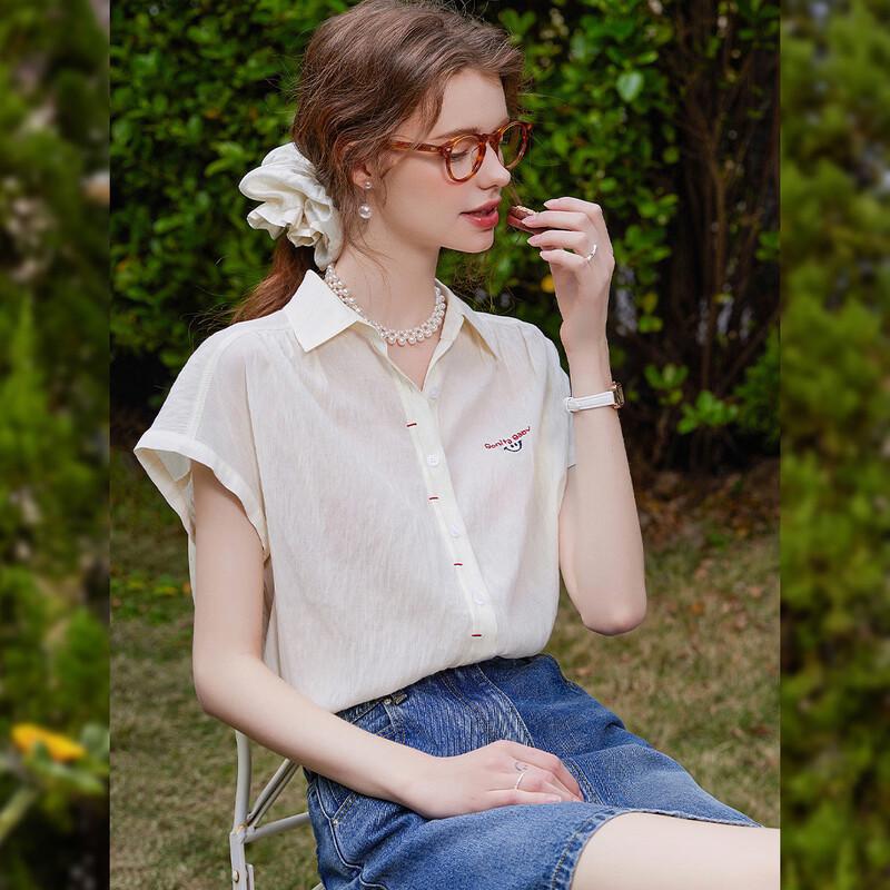 Bailuyu Contrast Embroidered Short Sleeve Loose Fit Lapel Raglan Shirt L
Bailuyu Contrast Embroidered Short Sleeve Loose Fit Lapel Raglan Shirt L