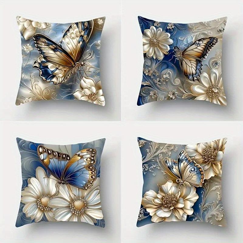 Luxury Butterfly Pillowcase, Layered Floral & Metallic Accent Design, Elegant Home Decor Cushion Cover 4PC-45x45cm
Luxury Butterfly Pillowcase, Layered Floral & Metallic Accent Design, Elegant Home Decor Cushion Cover 4PC-45x45cm