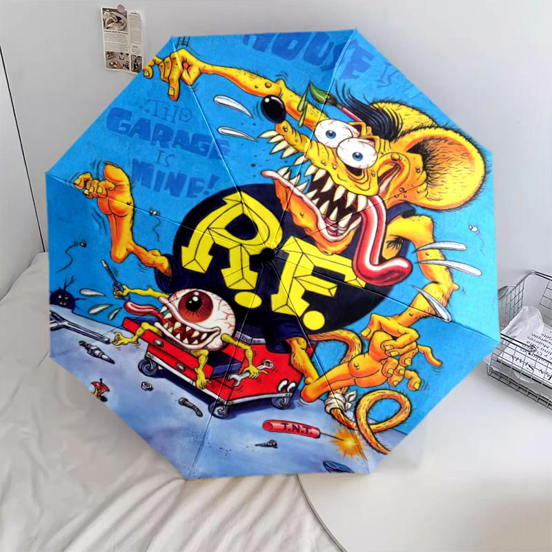 1pc Rat Fink pattern Umbrella Portable Folding Umbrella Iron Frame Hole Bone Structure Outdoor Home Umbrella
1pc Rat Fink pattern Umbrella Portable Folding Umbrella Iron Frame Hole Bone Structure Outdoor Home Umbrella