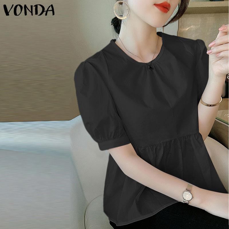 VONDA женская летняя однотонная свободная блузка с круглым вырезом и короткими рукавами, плиссированная нашивка
VONDA женская летняя однотонная свободная блузка с круглым вырезом и короткими рукавами, плиссированная нашивка