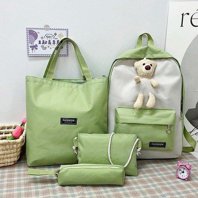 School bag female original middle and high school students shoulder back cute bear nylon large capacity four-piece set рожевий
School bag female original middle and high school students shoulder back cute bear nylon large capacity four-piece set рожевий