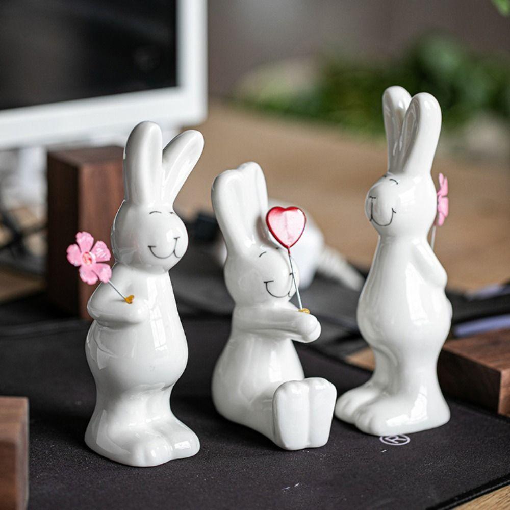 3pcs Handicraft Couple Rabbit Figurine Ceramic Animal Sculpture White Rabbit Ornament Party 3 Pcs
3pcs Handicraft Couple Rabbit Figurine Ceramic Animal Sculpture White Rabbit Ornament Party 3 Pcs