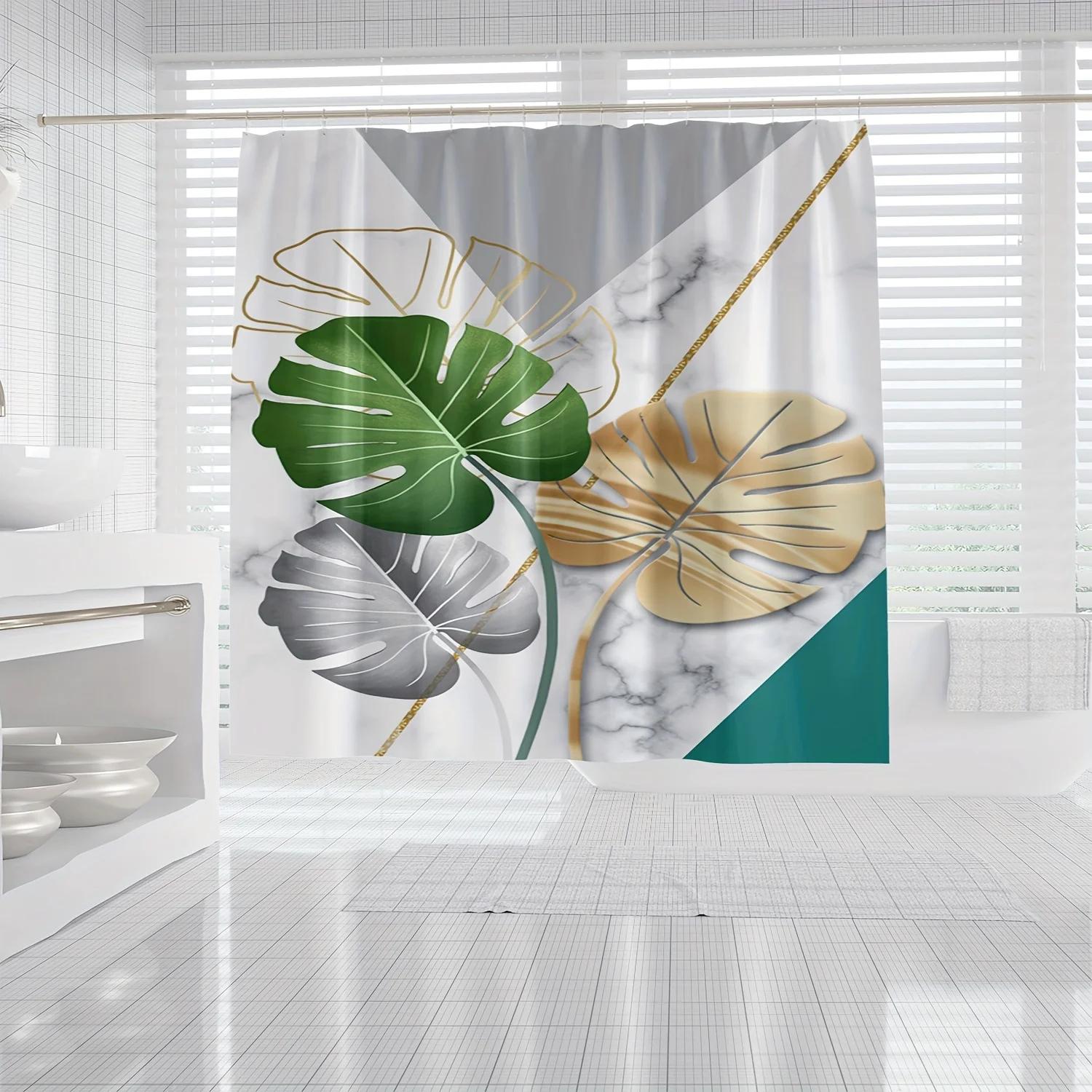1Pc Marble Leaf Pattern Shower Curtain, Waterproof Bathroom Partition Curtain With Hooks, Bathroom Accessories, Home Decor W60H190(CM)-1 Pcs
1Pc Marble Leaf Pattern Shower Curtain, Waterproof Bathroom Partition Curtain With Hooks, Bathroom Accessories, Home Decor W60H190(CM)-1 Pcs