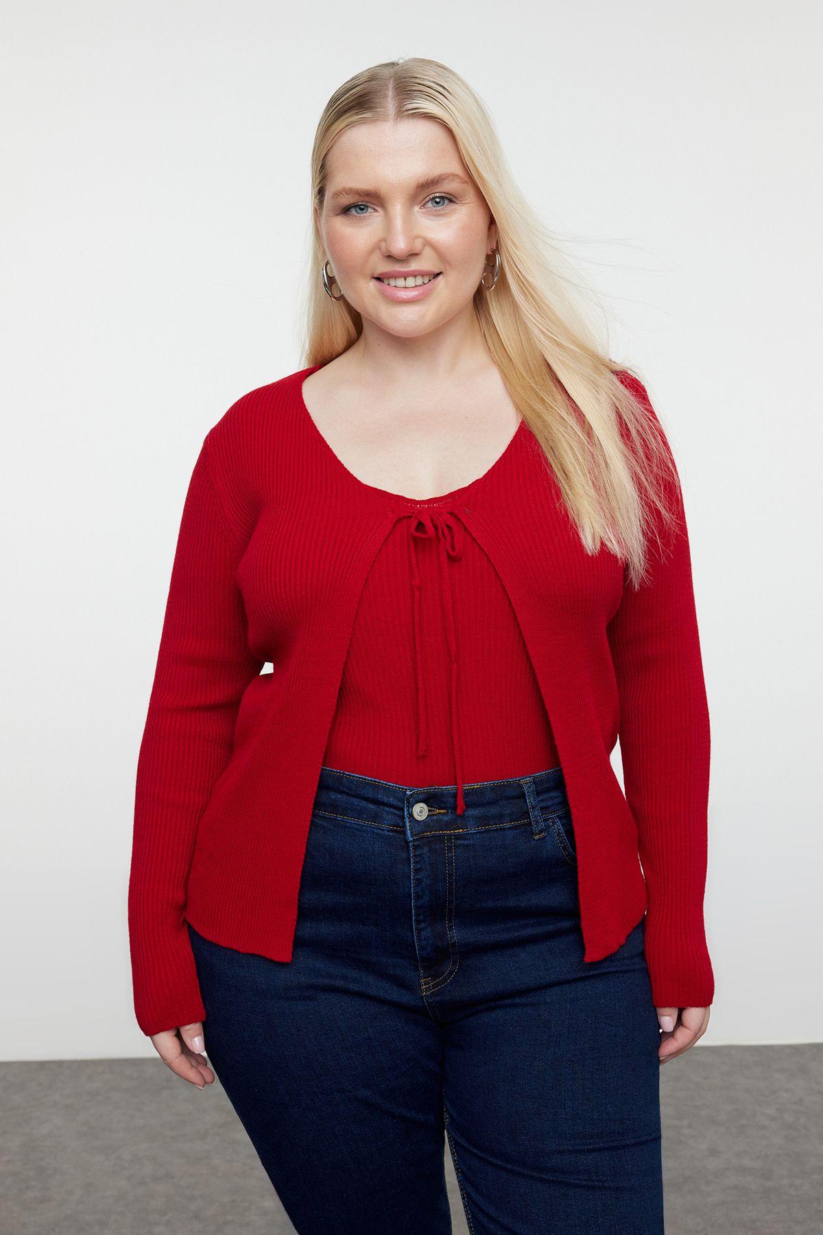 Women s Plus Size Cardigan Red V-Neck Tie Detailed Thin Knitwear Cardigan & Undershirt Set 2XL
Women s Plus Size Cardigan Red V-Neck Tie Detailed Thin Knitwear Cardigan & Undershirt Set 2XL