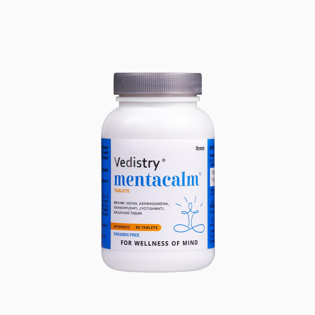 Charak Vedistry Mentacalm Tablets | Ayurvedic Support For Stress, Anxiety & Mental Calmness | 90 Tablets
Charak Vedistry Mentacalm Tablets | Ayurvedic Support For Stress, Anxiety & Mental Calmness | 90 Tablets