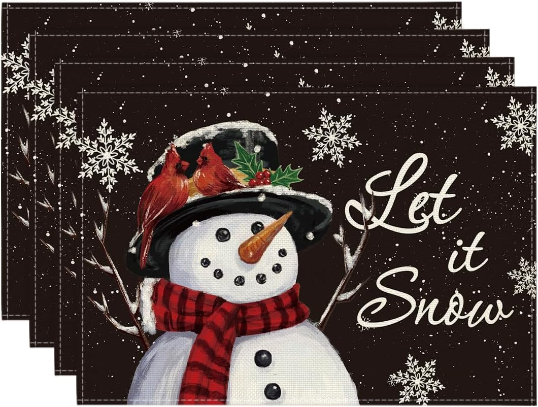 Red Snowman Let It Snow Winter Placemats 4pcs 12x18 Inch Christmas Holiday Table Mats for Party Kitchen Dining Decoration 4pcs
Red Snowman Let It Snow Winter Placemats 4pcs 12x18 Inch Christmas Holiday Table Mats for Party Kitchen Dining Decoration 4pcs