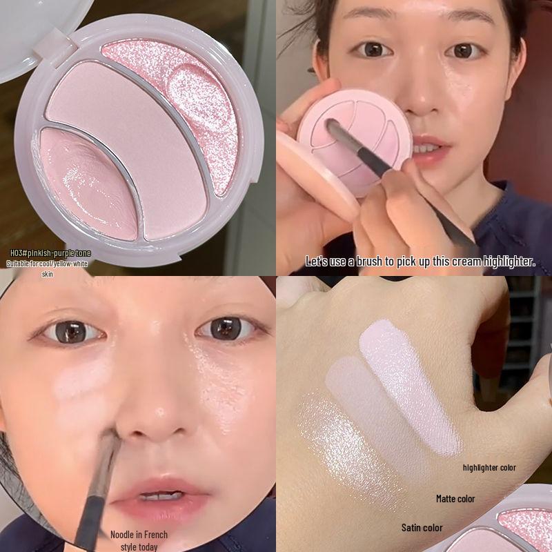 Radiant Pink Multi-Functional Highlighter Palette: Brightens Skin & Conceals Nasolabial Folds with Three Matte Shades.
Radiant Pink Multi-Functional Highlighter Palette: Brightens Skin & Conceals Nasolabial Folds with Three Matte Shades.