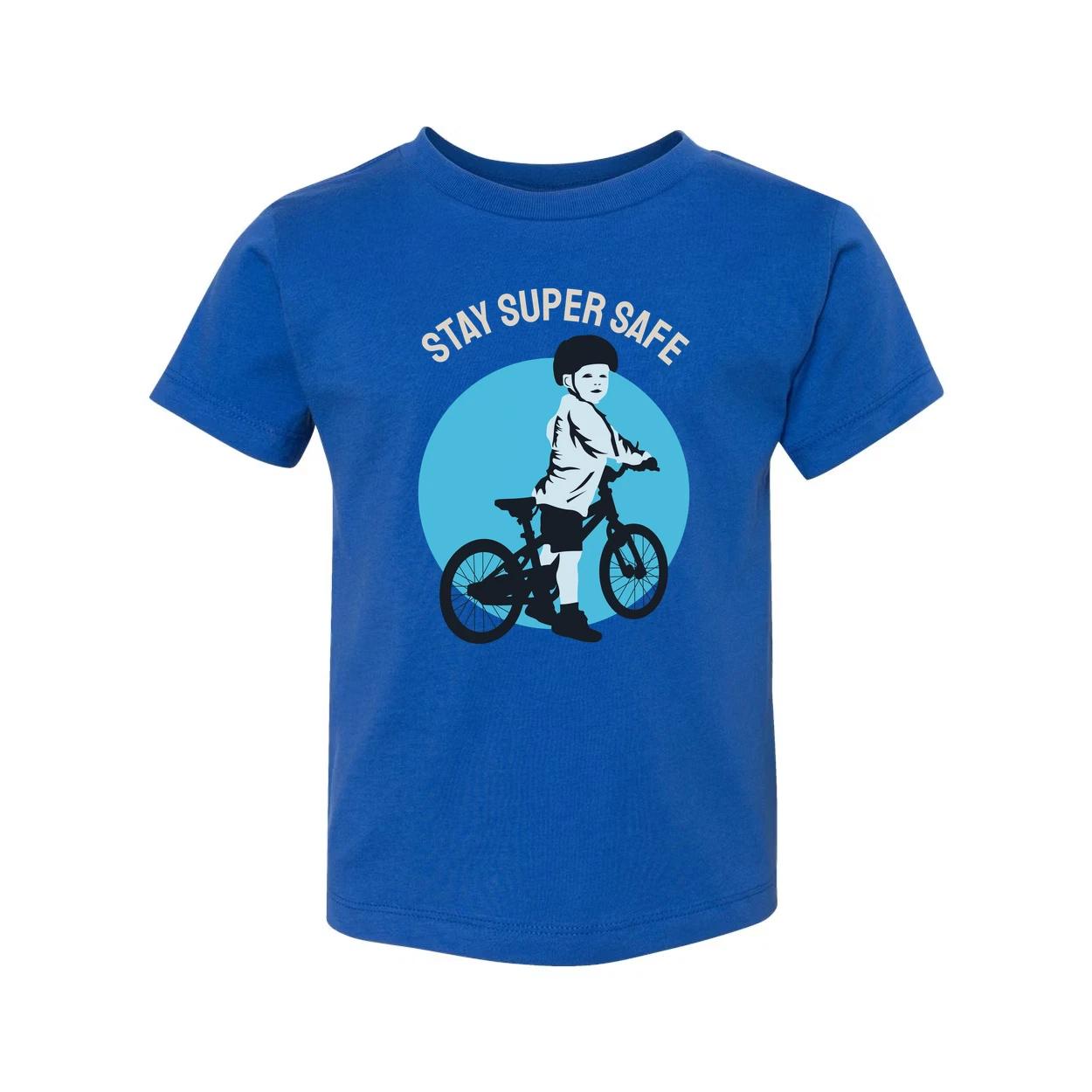 Unisex Bicycle Riding T Shirt With Stay Safe Graphic Showing Child On Bike In He XL
Unisex Bicycle Riding T Shirt With Stay Safe Graphic Showing Child On Bike In He XL