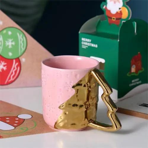 Европейские пары рождественский подарок кружка тисненый лось керамическая кружка мультфильм снежинка кондитерская тарелка 301-400ml