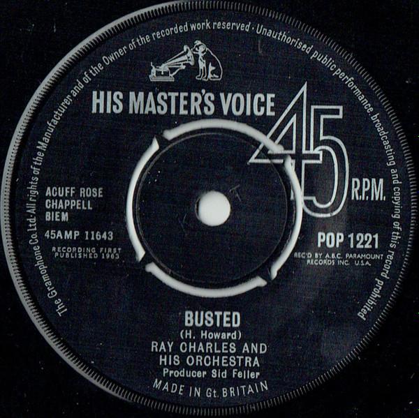 7inch Record RAY CHARLES & HIS ORCHESTRA / RAY C - Busted / Making Believe POP1221 His Master s Vo 1963 UK Soul/Funk Used
7inch Record RAY CHARLES & HIS ORCHESTRA / RAY C - Busted / Making Believe POP1221 His Master s Vo 1963 UK Soul/Funk Used