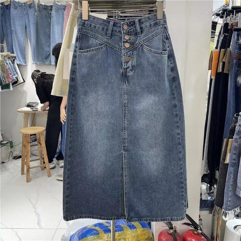 Spring/Summer 2025 High-Waisted Button Denim Skirt for Pear-Shaped Women - Mid-Length A-Line with Slit XL
Spring/Summer 2025 High-Waisted Button Denim Skirt for Pear-Shaped Women - Mid-Length A-Line with Slit XL