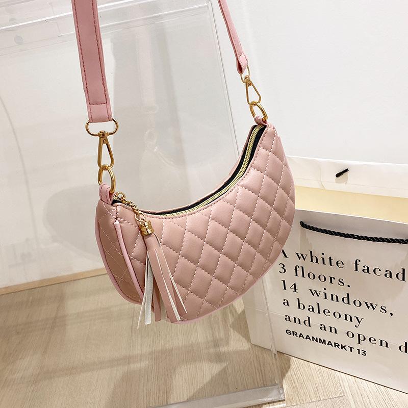 Сумка-полумесяц, вышитая ромбовидная сумочка, женская сумка, модная наплечная сумка подмышку, сумка для мобильного телефона.