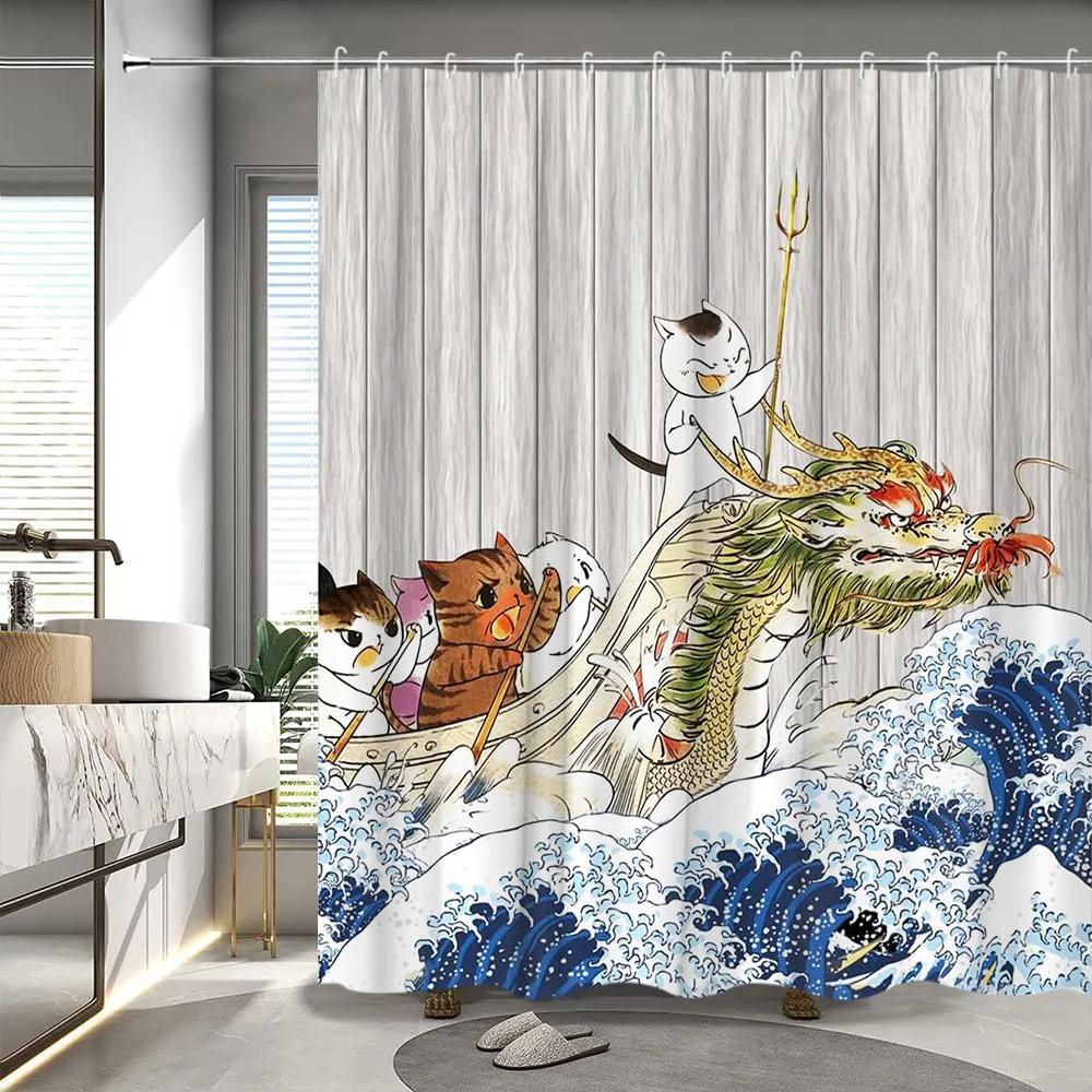 Funny Animal Cartoon Shower Curtain Cat Riding Shark Dinosaur Ocean Waves Fish Kid Cute Creative Polyester Fabric Bathroom Decor 90x180cm-35x70in
Funny Animal Cartoon Shower Curtain Cat Riding Shark Dinosaur Ocean Waves Fish Kid Cute Creative Polyester Fabric Bathroom Decor 90x180cm-35x70in
