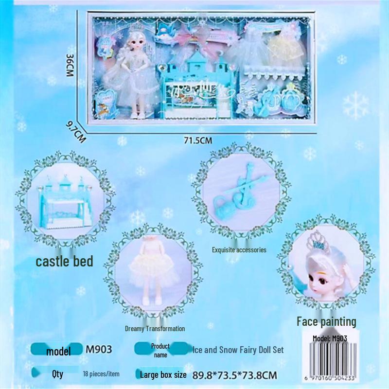 Lingxueer Large Gift Box: Ice and Snow Castle with Bed & Fairy Tale Wedding Dress-Up Dolls for Girls
Lingxueer Large Gift Box: Ice and Snow Castle with Bed & Fairy Tale Wedding Dress-Up Dolls for Girls