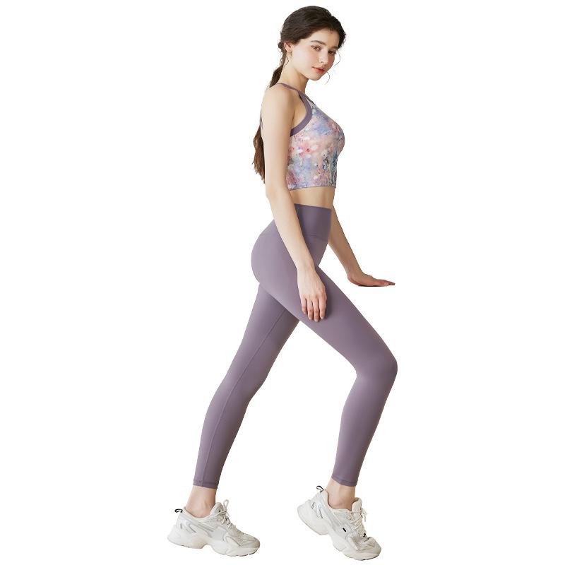 Женский комплект из двух частей для йоги и спорта: Летний принт, брюки и нижнее белье с эффектом лифтинга бедер S