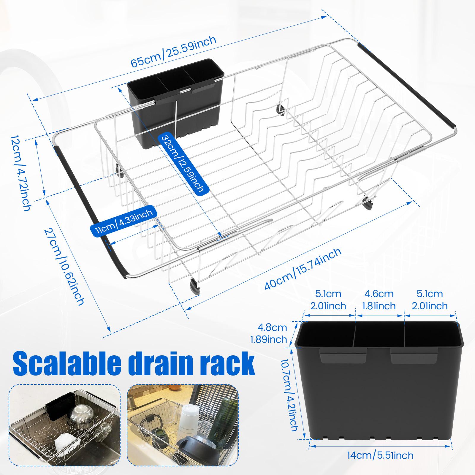 Adjustable Sink Dish Drying Rack Carbon Steel Tableware Rack with Nonslip Rubber Arm and Utensil Holder Kitchen Fruit Drainer
Adjustable Sink Dish Drying Rack Carbon Steel Tableware Rack with Nonslip Rubber Arm and Utensil Holder Kitchen Fruit Drainer