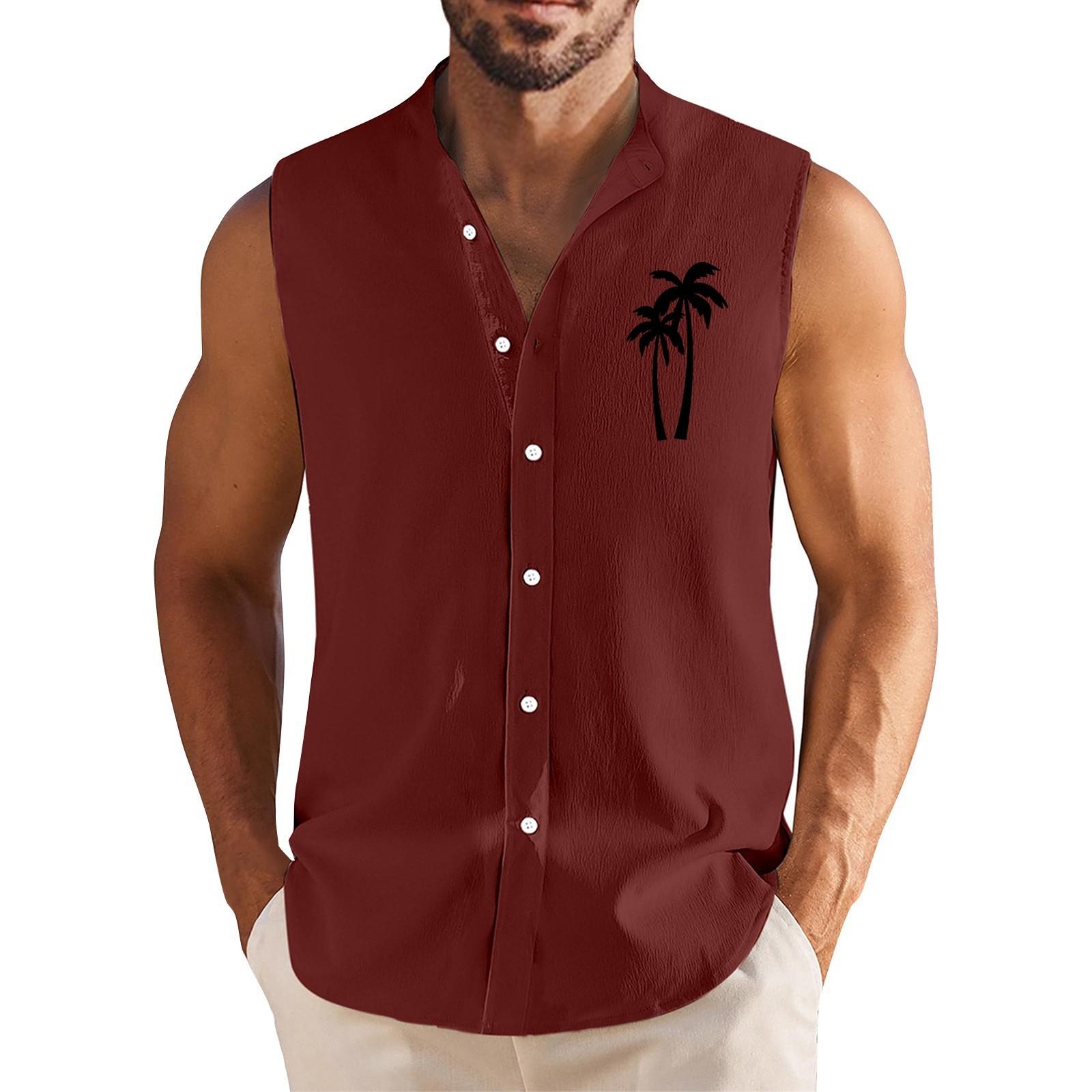 Мужская летняя повседневная модная рубашка без рукавов с гавайским принтом на пуговицах M красный
Мужская летняя повседневная модная рубашка без рукавов с гавайским принтом на пуговицах M красный