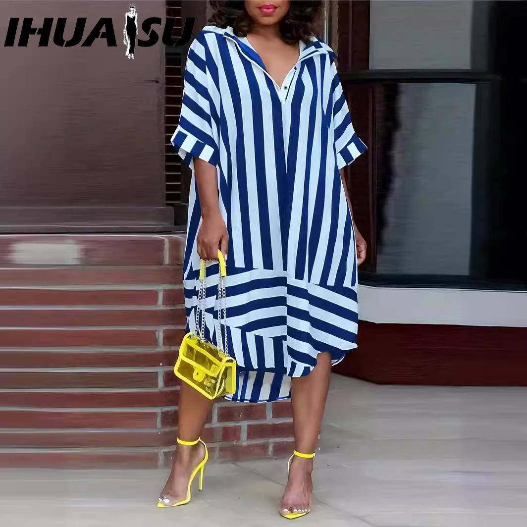 IHUASU Summer Striped Print Short Sleeve Loose Casual Shirt Collar Fat MM Dress S чорний
IHUASU Summer Striped Print Short Sleeve Loose Casual Shirt Collar Fat MM Dress S чорний