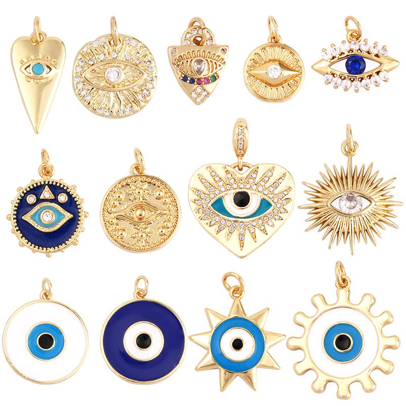 Подвеска Evil Eye Charm, 18-каратный натуральный позолоченный кубический цирконий CZ мощеные религии, ювелирные украшения ожерелье браслет аксессуары расходные материалы
Подвеска Evil Eye Charm, 18-каратный натуральный позолоченный кубический цирконий CZ мощеные религии, ювелирные украшения ожерелье браслет аксессуары расходные материалы