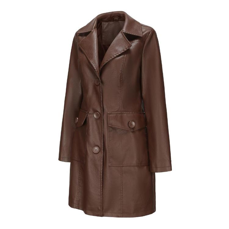 Women’s Faux Leather Trench Coat Long Walking Overcoat Single Breasted Lapel Long Sleeves Pockets Classic Outerwear Autumn Winter 3XL коричневий
Women’s Faux Leather Trench Coat Long Walking Overcoat Single Breasted Lapel Long Sleeves Pockets Classic Outerwear Autumn Winter 3XL коричневий