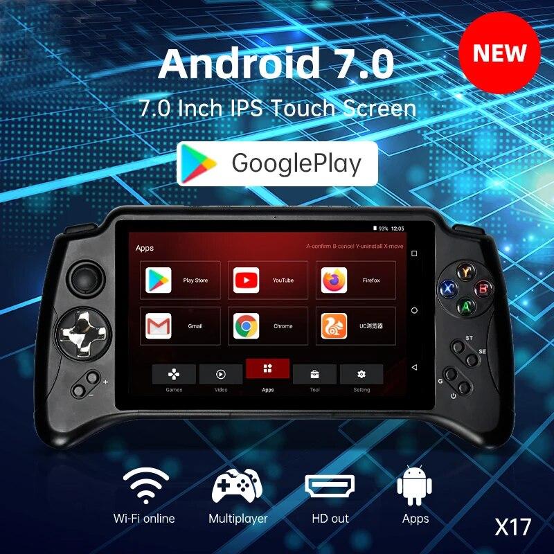 POWKIDDY Новая портативная игровая консоль X17 на базе Android 7,0, 7-дюймовый сенсорный экран IPS, MTK 8163, четырехъядерный процессор, 2 ГБ ОЗУ, 32 ГБ ПЗУ, ретро-игровые плееры
POWKIDDY Новая портативная игровая консоль X17 на базе Android 7,0, 7-дюймовый сенсорный экран IPS, MTK 8163, четырехъядерный процессор, 2 ГБ ОЗУ, 32 ГБ ПЗУ, ретро-игровые плееры