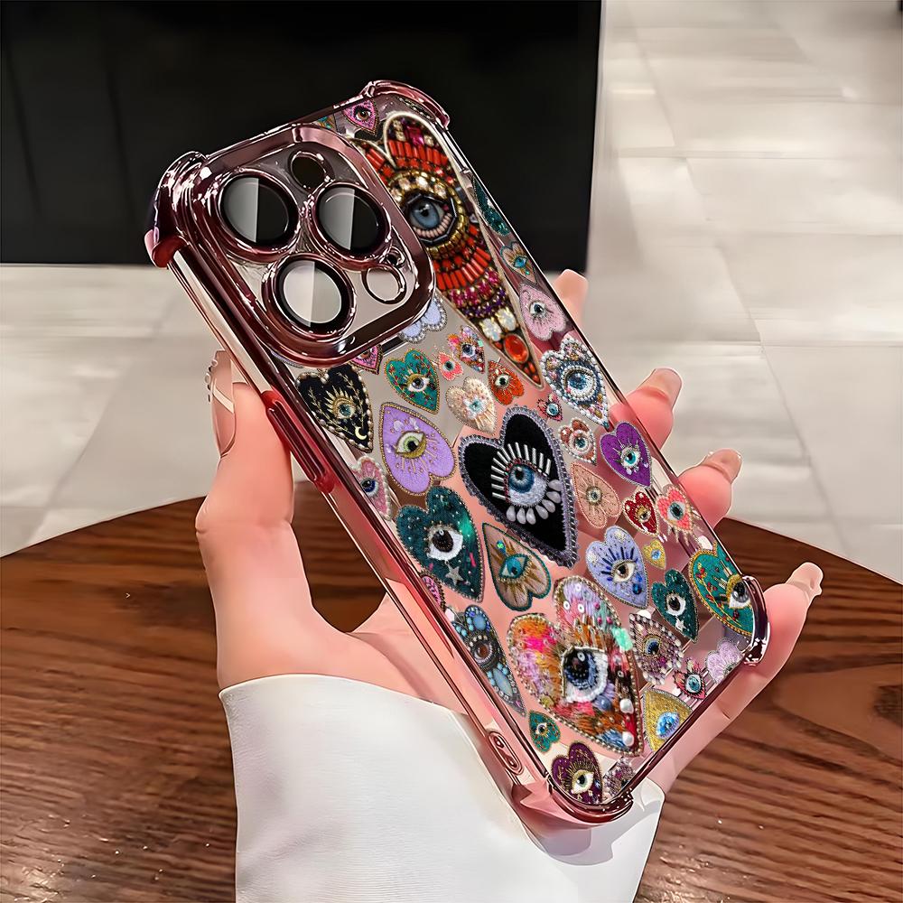 Evil Eye Glossy Heart Pattern Electroplate AntiDrop Phone Case For iPhone 16 Pro Max 15 14 Plus 13 12 11 17 Air 16E Clear Cover iPhone 14 Pro Max
Evil Eye Glossy Heart Pattern Electroplate AntiDrop Phone Case For iPhone 16 Pro Max 15 14 Plus 13 12 11 17 Air 16E Clear Cover iPhone 14 Pro Max