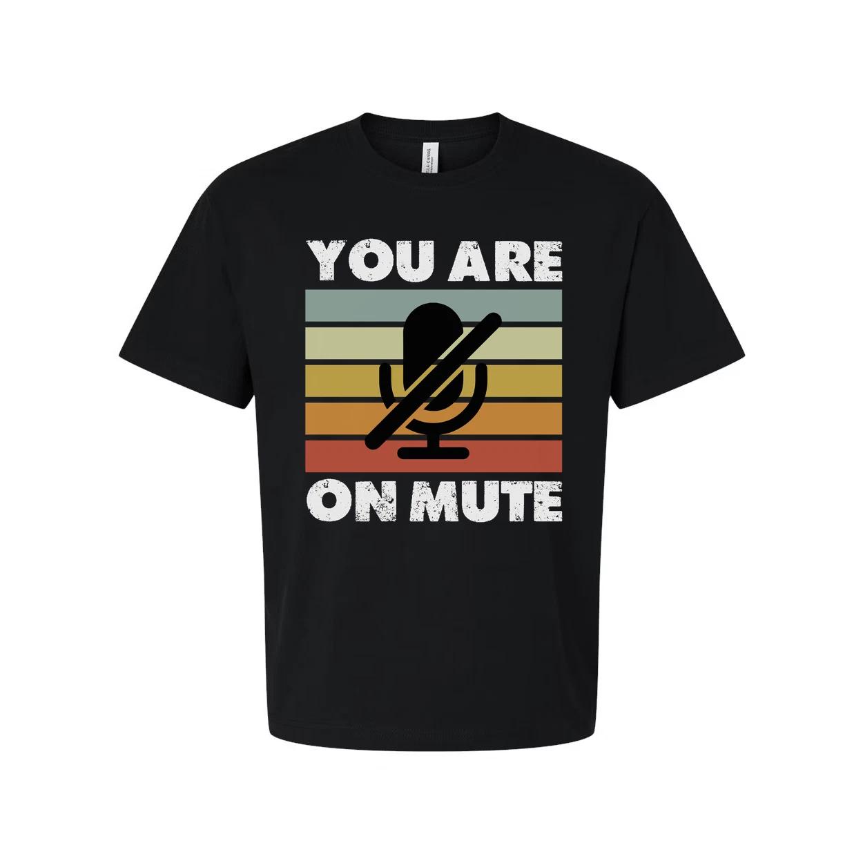 You Are On Mute Graphic Tee With Retro Colored Stripes And Microphone Icon For U 3XL
You Are On Mute Graphic Tee With Retro Colored Stripes And Microphone Icon For U 3XL
